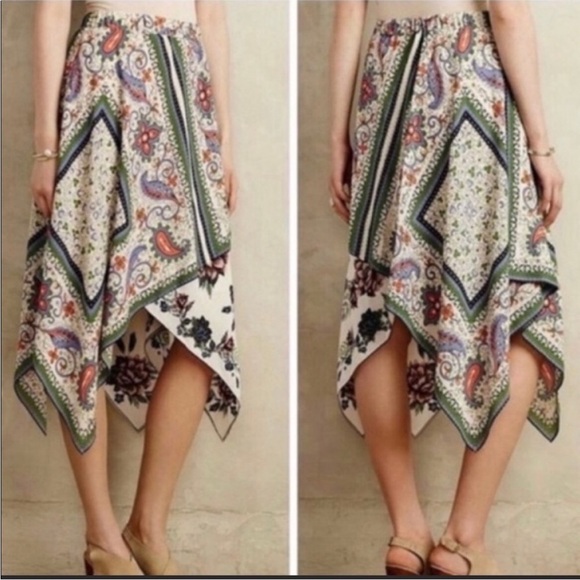 Anthropologie Maeve Skirt Far Sun Long Handkerchief Asymmetrical Boho Sz 6 - Picture 3 of 12